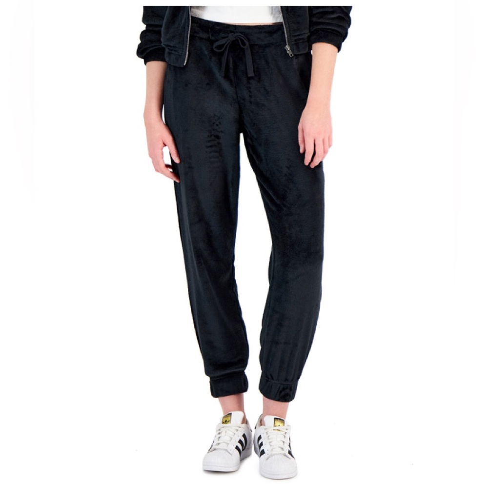 New Black Warm Velour Joggers